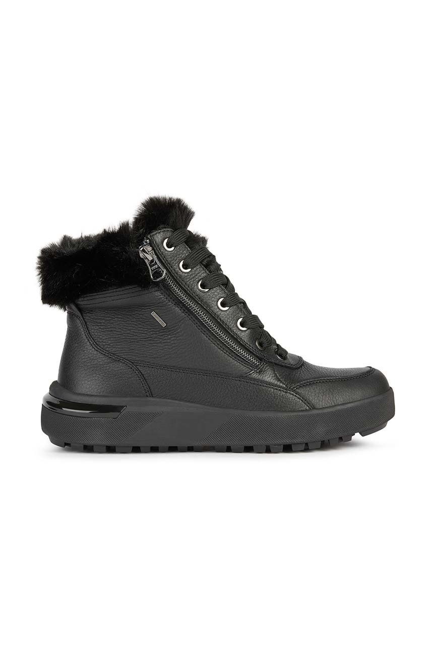 Geox ghete din piele pentru copii Dalyla B Abx femei, culoarea negru, cu toc plat, izolat Geox ghete din piele pentru copii Dalyla B Abx femei, culoarea negru, cu toc plat, izolat