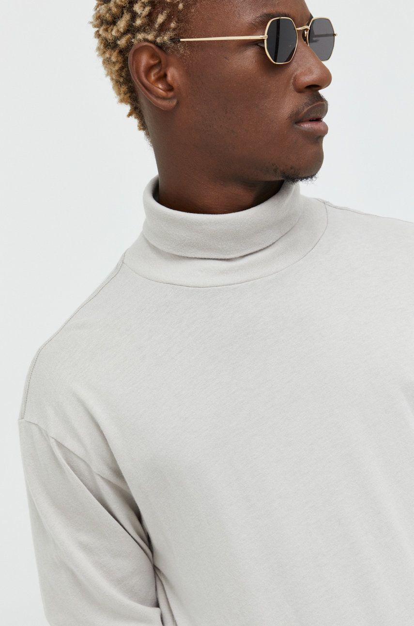 Abercrombie & Fitch longsleeve din bumbac culoarea bej, neted Abercrombie & Fitch longsleeve din bumbac culoarea bej, neted
