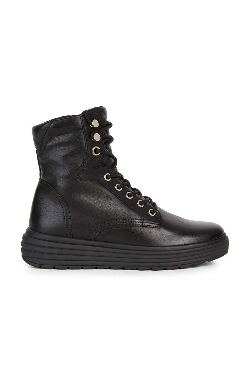 Geox cizme de piele Phaolae femei, culoarea negru, cu platforma Geox cizme de piele Phaolae femei, culoarea negru, cu platforma