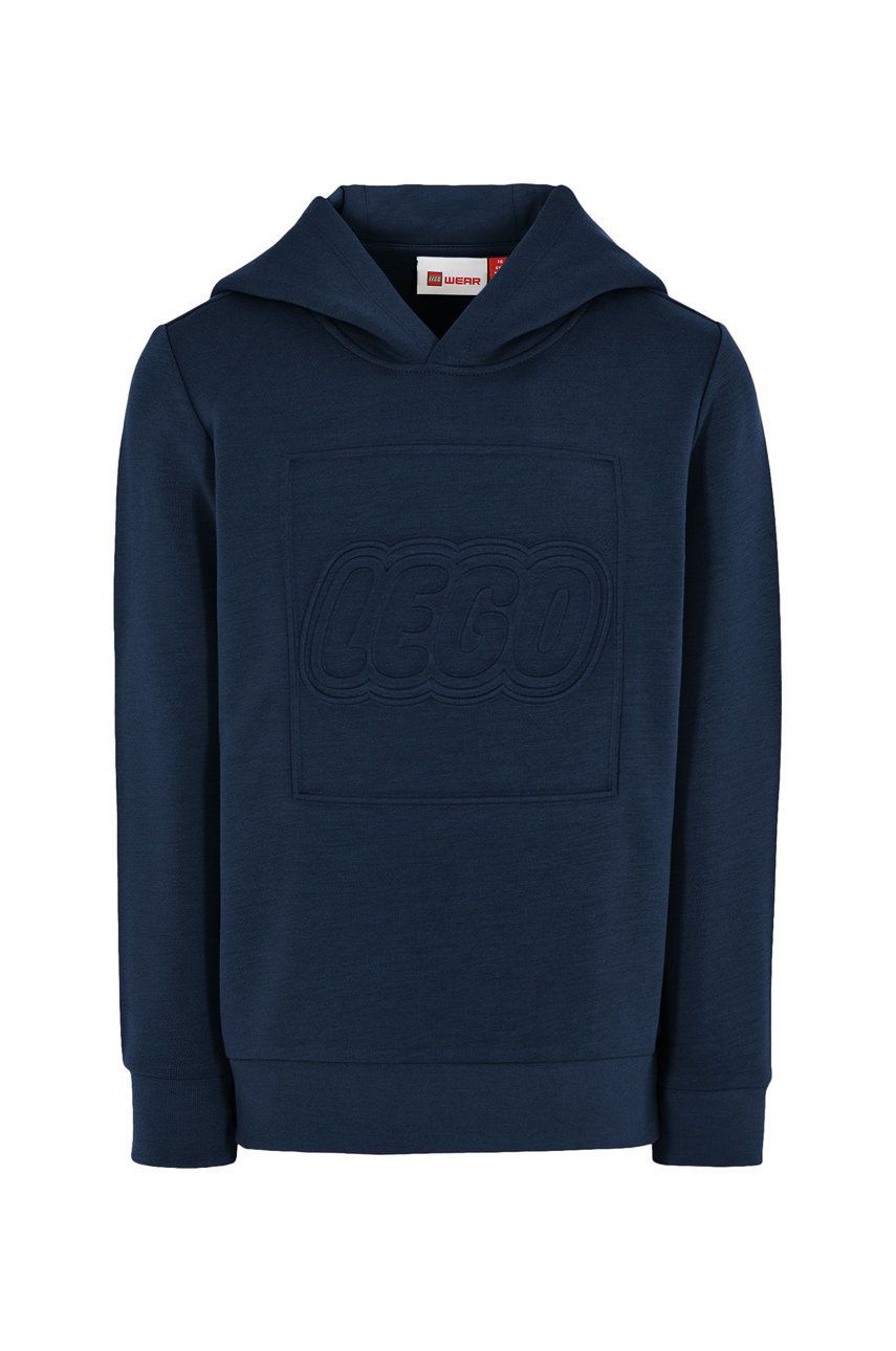 Lego Wear bluza copii culoarea albastru marin, cu glugă, cu imprimeu Lego Wear bluza copii culoarea albastru marin, cu glugă, cu imprimeu