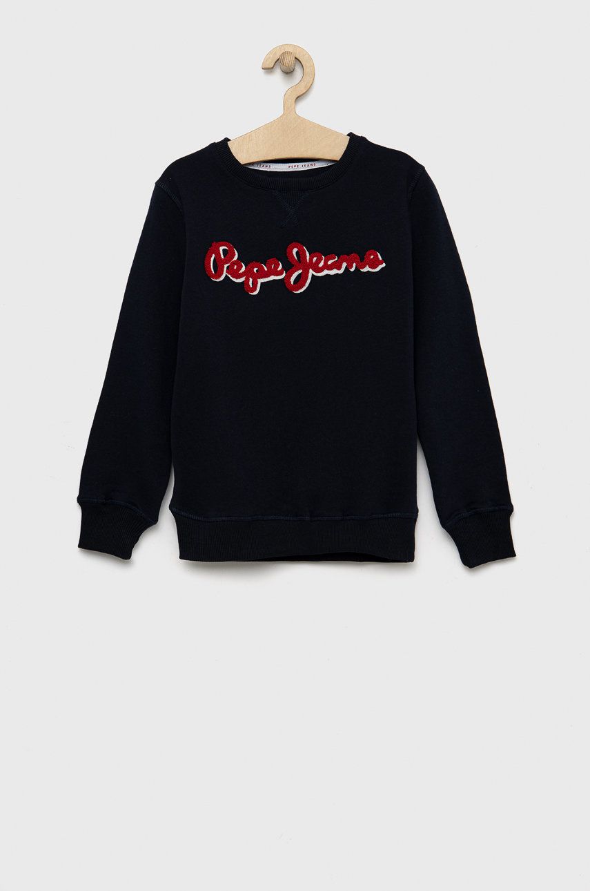 Pepe Jeans hanorac de bumbac pentru copii Lamonty culoarea albastru marin, cu imprimeu Pepe Jeans hanorac de bumbac pentru copii Lamonty culoarea albastru marin, cu imprimeu