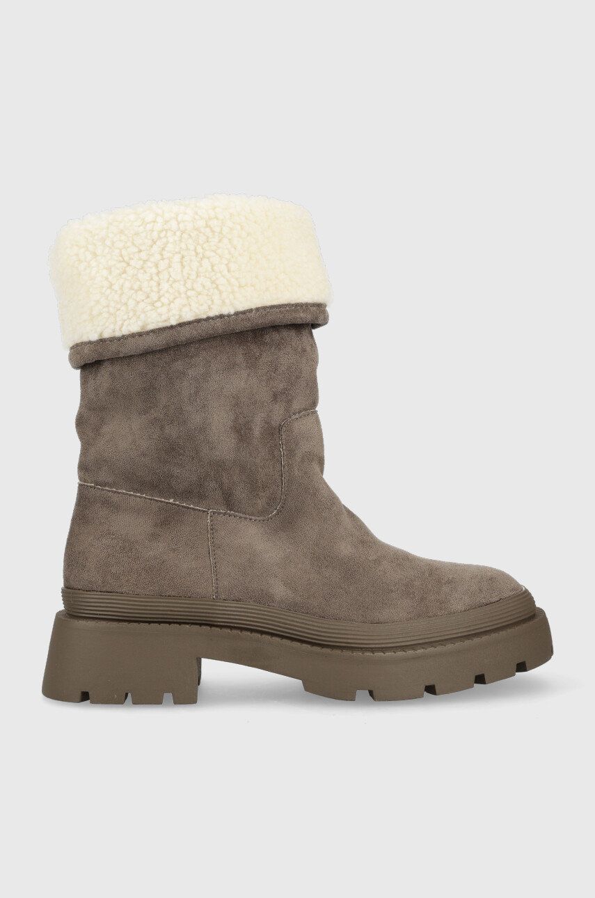 Answear Lab botine femei, culoarea gri, cu platforma, izolare usoara Answear Lab botine femei, culoarea gri, cu platforma, izolare usoara
