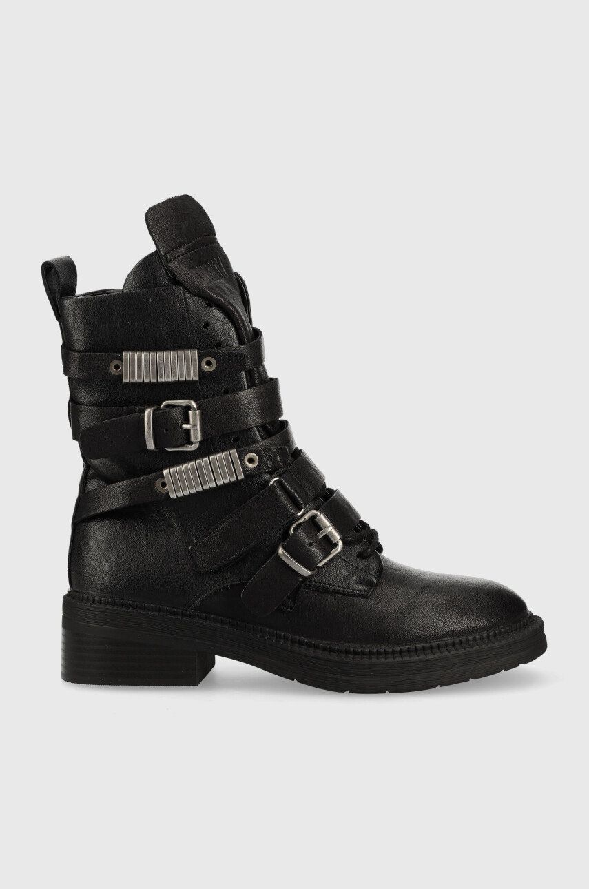 Dkny cizme de piele Ita femei, culoarea negru, cu platforma Dkny cizme de piele Ita femei, culoarea negru, cu platforma