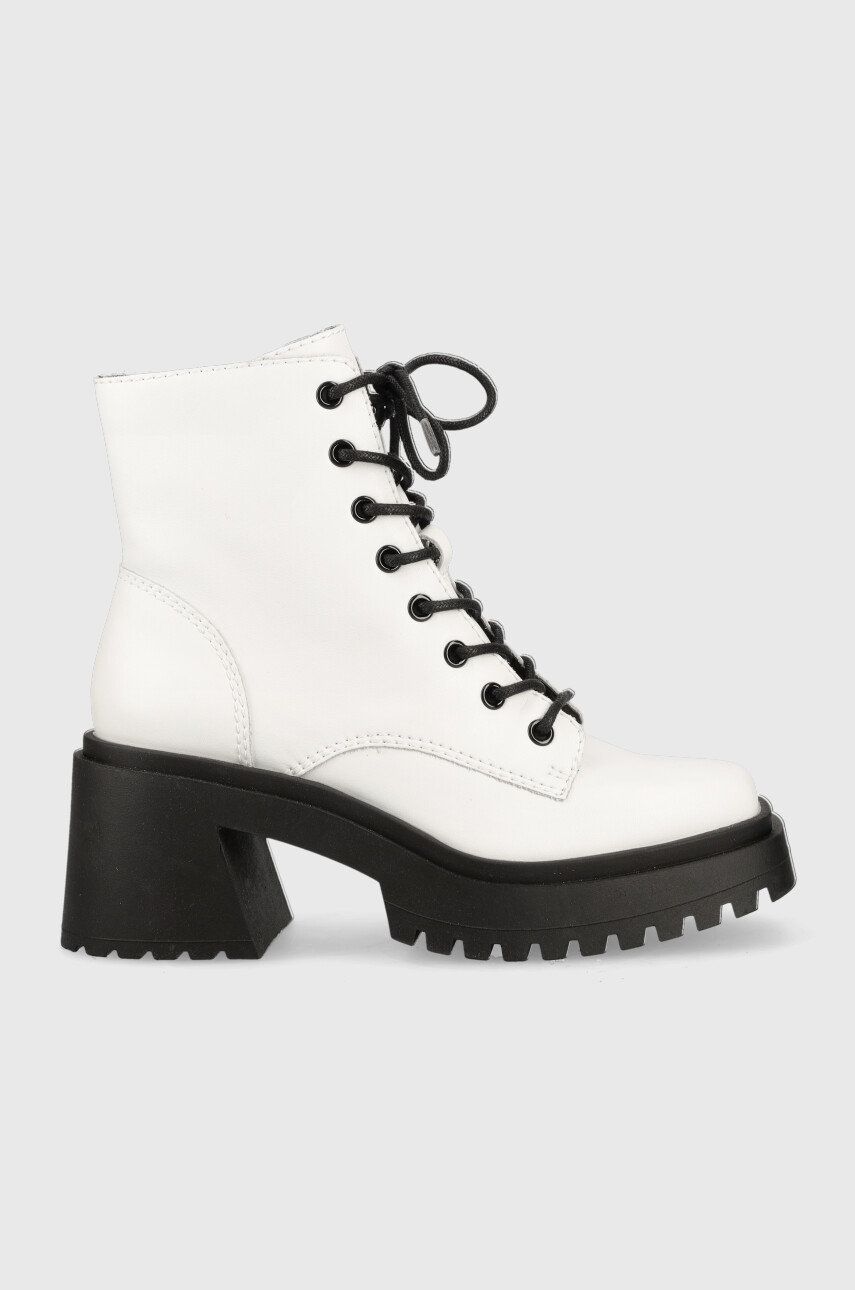 Steve Madden cizme de piele Freeport femei, culoarea alb, cu toc drept Steve Madden cizme de piele Freeport femei, culoarea alb, cu toc drept