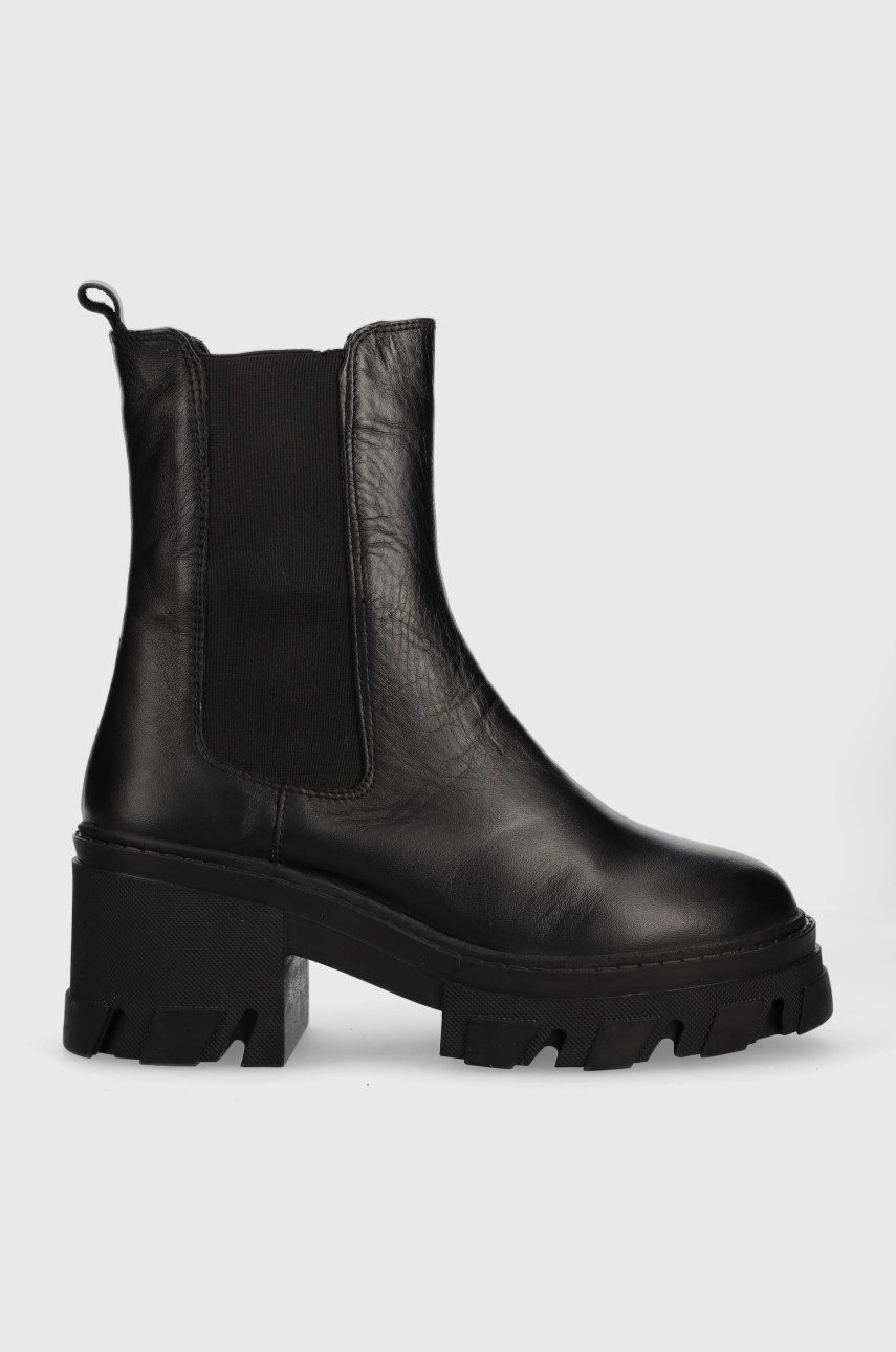 Answear Lab ghete chelsea de piele femei, culoarea negru, cu toc drept Answear Lab ghete chelsea de piele femei, culoarea negru, cu toc drept