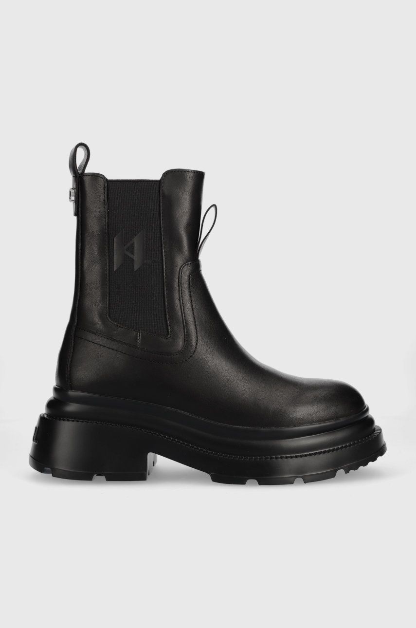 Karl Lagerfeld ghete chelsea de piele Danton femei, culoarea negru, cu platforma Karl Lagerfeld ghete chelsea de piele Danton femei, culoarea negru, cu platforma