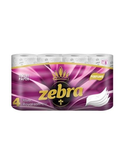 Hartie Igienica Zebra PARFUME ,4 straturi 8 role/bax , 16.2 m/rola Hartie Igienica Zebra PARFUME ,4 straturi 8 role/bax , 16.2 m/rola