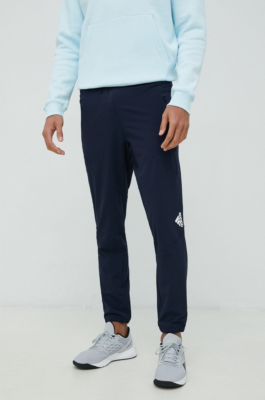 adidas Performance pantaloni de antrenament D4t barbati, culoarea albastru marin, neted adidas Performance pantaloni de antrenament D4t barbati, culoarea albastru marin, neted