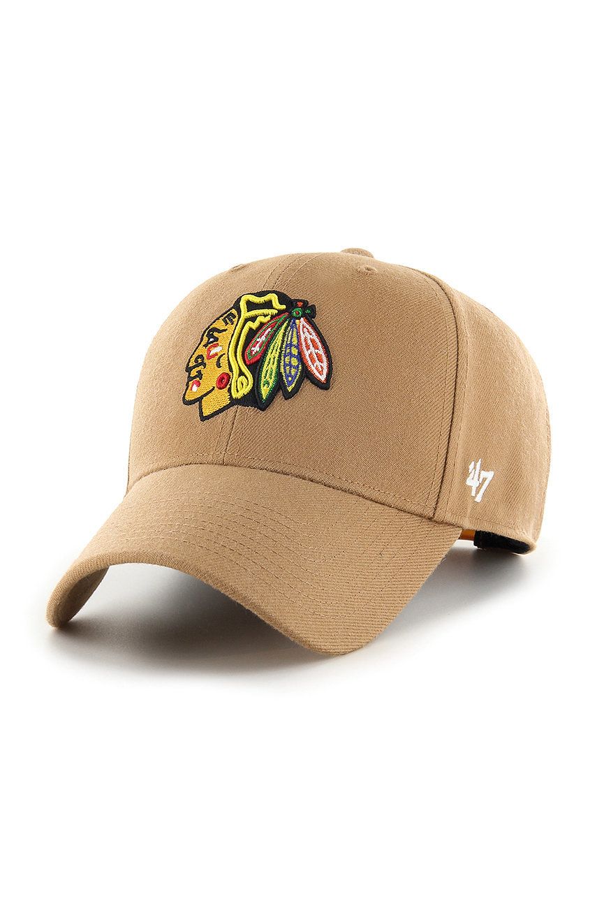 47brand șapcă NHL Chicago Blackhawks culoarea maro, cu imprimeu H-MVPSP04WBP-QL 47brand șapcă NHL Chicago Blackhawks culoarea maro, cu imprimeu H-MVPSP04WBP-QL