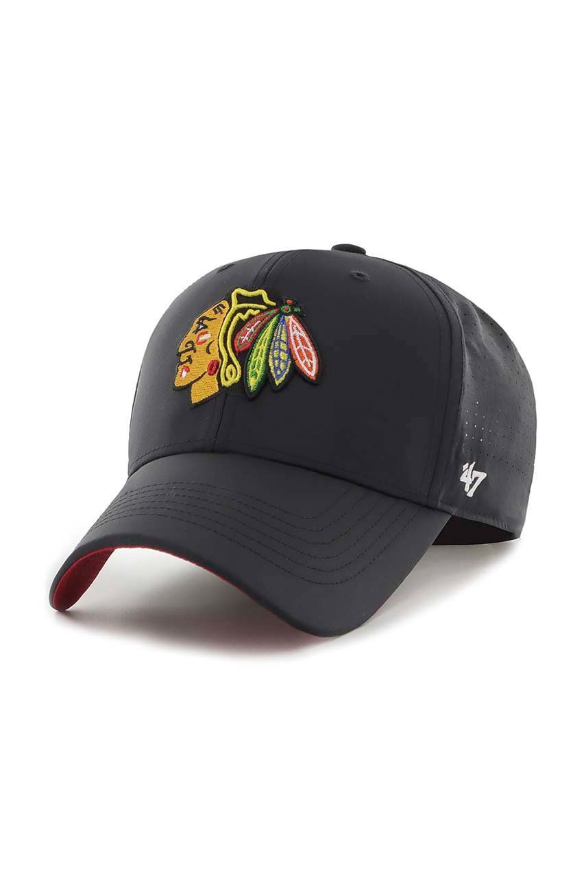 47brand sapca Nhl Chicago Blackhawks culoarea negru, cu imprimeu 47brand sapca Nhl Chicago Blackhawks culoarea negru, cu imprimeu