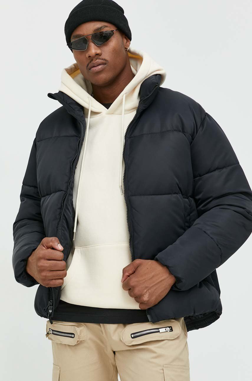 Abercrombie & Fitch geaca barbati, culoarea negru, de iarna Abercrombie & Fitch geaca barbati, culoarea negru, de iarna