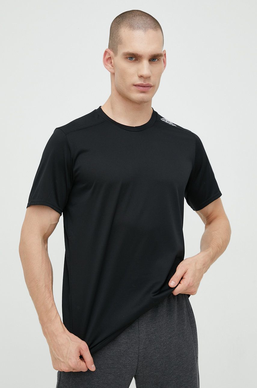 adidas Performance tricou de alergare Designed For Running culoarea negru, neted adidas Performance tricou de alergare Designed For Running culoarea negru, neted