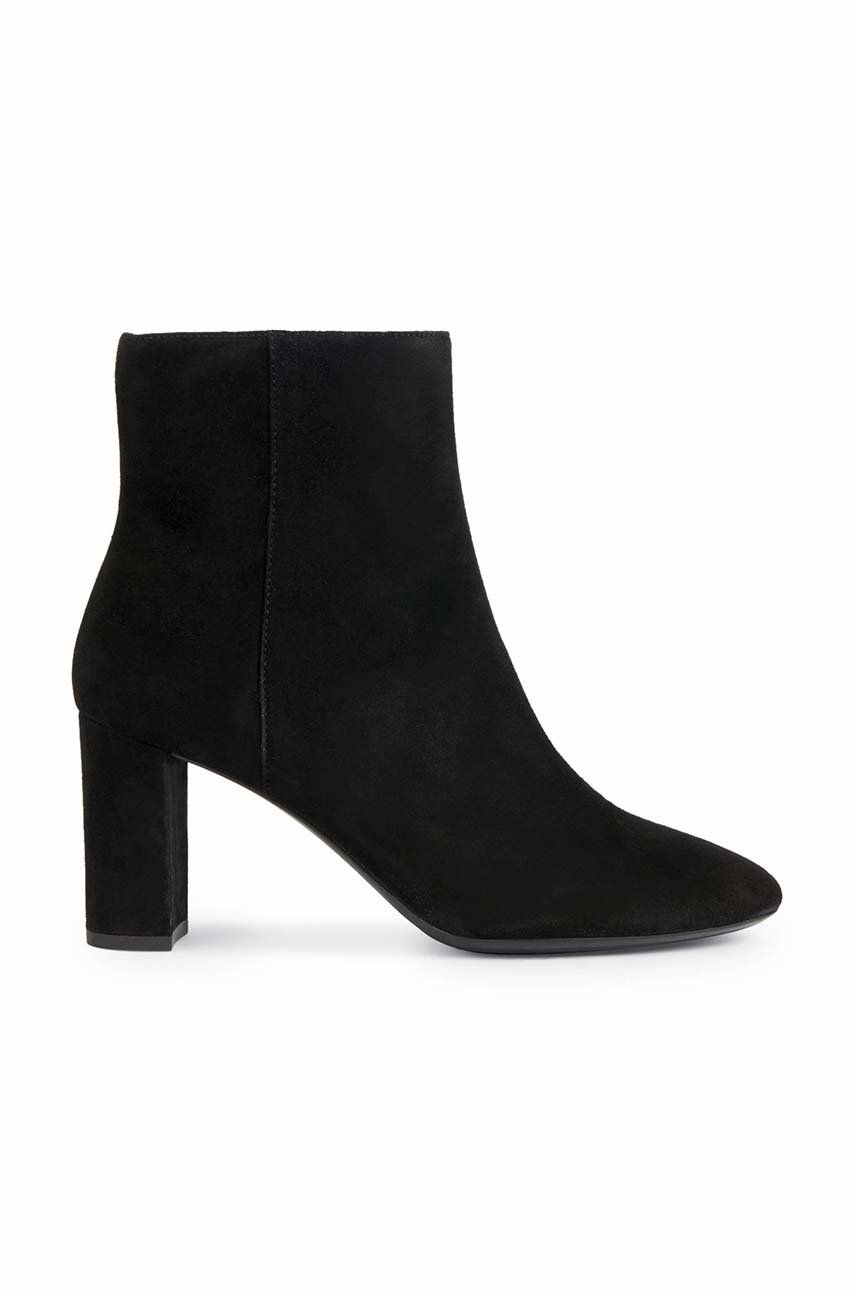 Geox cizme din piele intoarsa Pheby 80 femei, culoarea negru, cu toc drept Geox cizme din piele intoarsa Pheby 80 femei, culoarea negru, cu toc drept