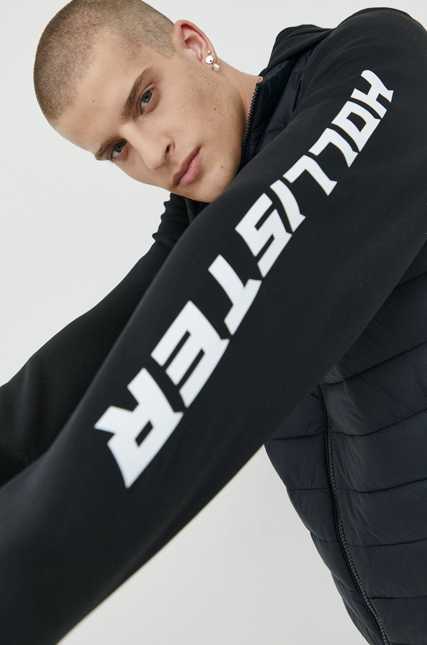 Hollister Co. geaca barbati, culoarea negru, de tranzitie Hollister Co. geaca barbati, culoarea negru, de tranzitie