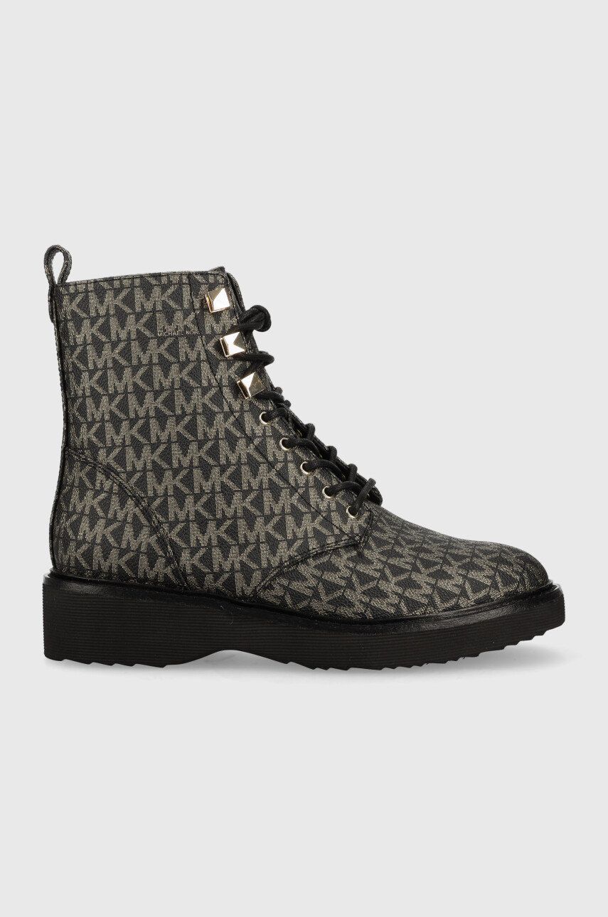 MICHAEL Michael Kors bocanci Haskell femei, culoarea negru, cu platforma MICHAEL Michael Kors bocanci Haskell femei, culoarea negru, cu platforma