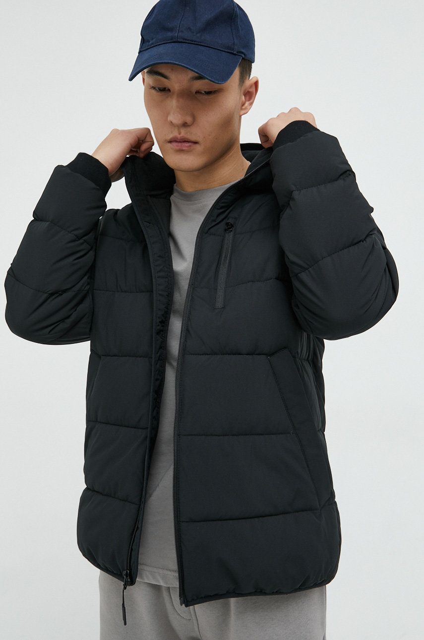 Abercrombie & Fitch geaca barbati, culoarea negru, de tranzitie Abercrombie & Fitch geaca barbati, culoarea negru, de tranzitie