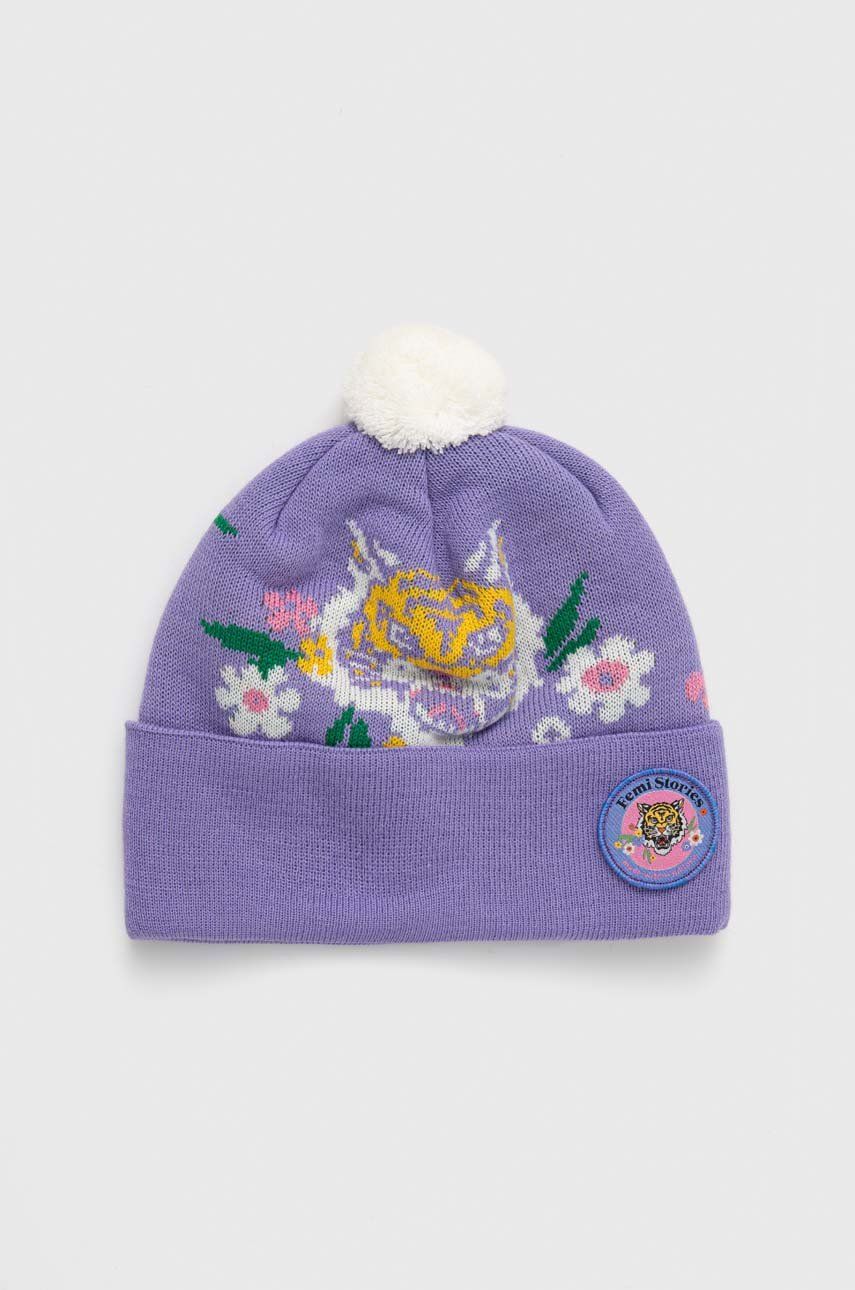 Femi Stories caciula din amestec de lana Sweetie Vlt culoarea violet, din tricot gros Femi Stories caciula din amestec de lana Sweetie Vlt culoarea violet, din tricot gros