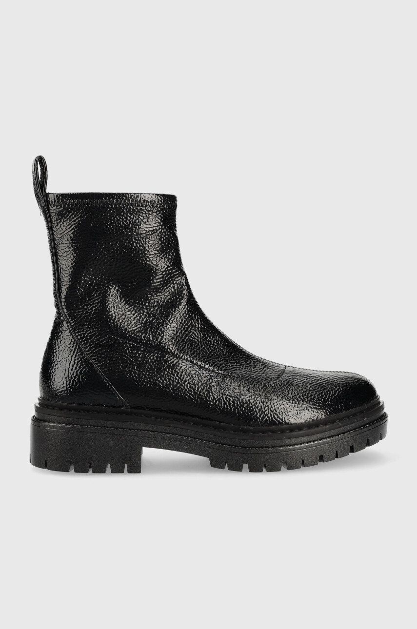 MICHAEL Michael Kors botine Comet femei, culoarea negru, cu toc plat MICHAEL Michael Kors botine Comet femei, culoarea negru, cu toc plat