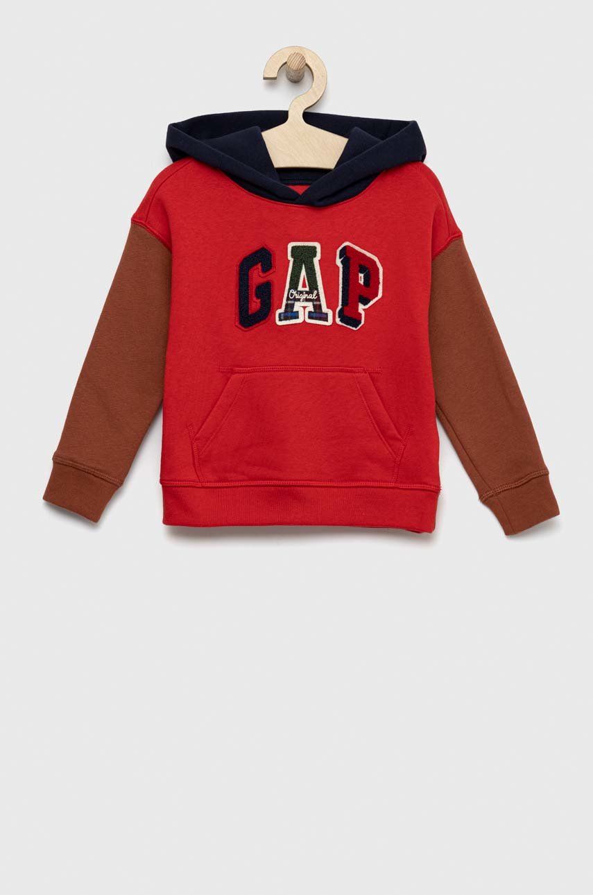 GAP bluza copii culoarea rosu, cu glugă, modelator GAP bluza copii culoarea rosu, cu glugă, modelator