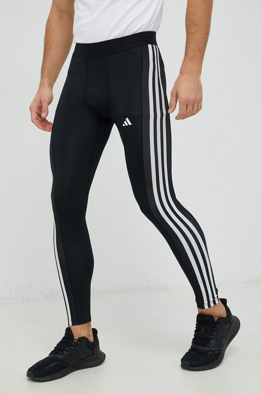 adidas Performance leggins de antrenament Techfit barbati, culoarea negru, cu imprimeu adidas Performance leggins de antrenament Techfit barbati, culoarea negru, cu imprimeu