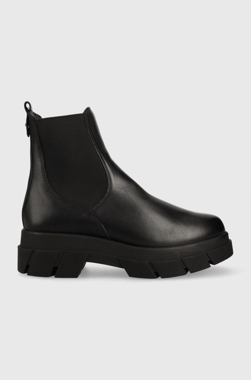 Wojas ghete chelsea de piele femei, culoarea negru, cu platforma Wojas ghete chelsea de piele femei, culoarea negru, cu platforma