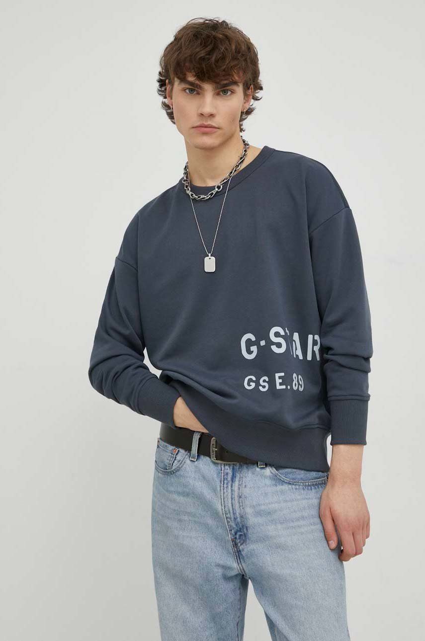 G-Star Raw bluza barbati, culoarea albastru marin, cu imprimeu G-Star Raw bluza barbati, culoarea albastru marin, cu imprimeu