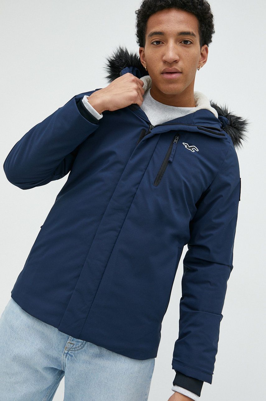 Hollister Co. geaca barbati, culoarea albastru marin, de tranzitie Hollister Co. geaca barbati, culoarea albastru marin, de tranzitie