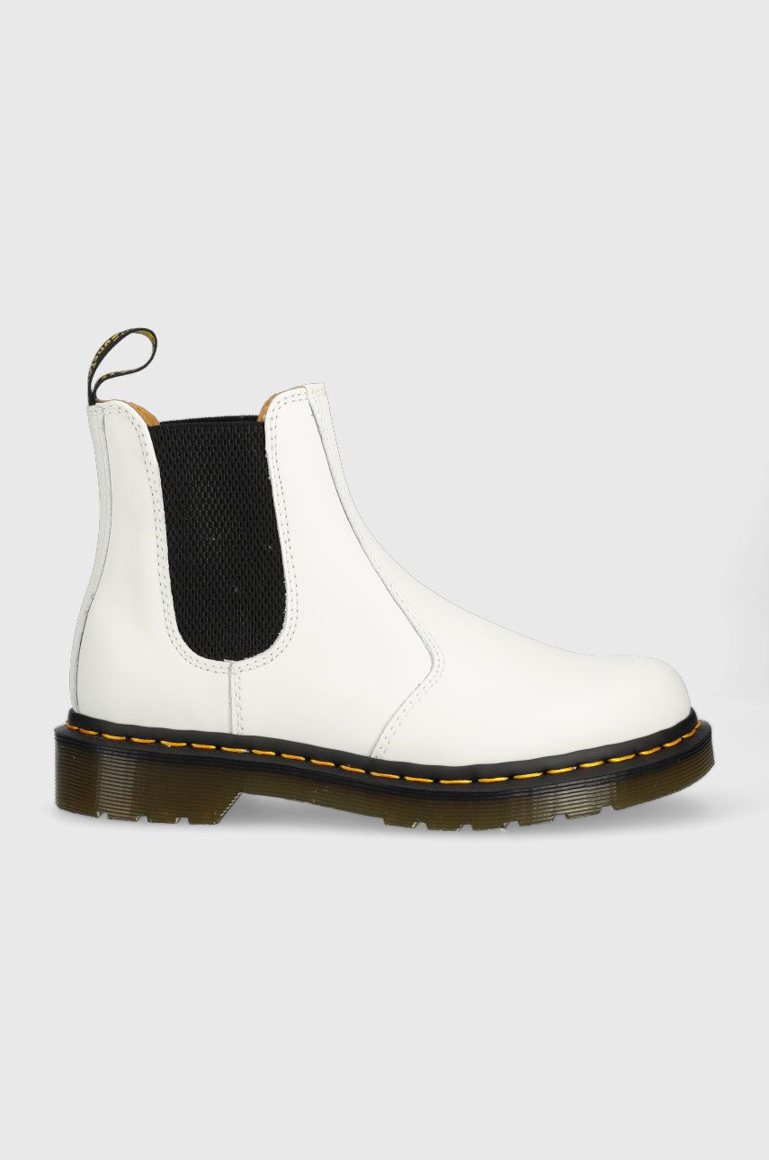 Dr. Martens ghete chelsea de piele 2976 Yellow Stitch femei, culoarea alb, cu platformă DM26228100 Dr. Martens ghete chelsea de piele 2976 Yellow Stitch femei, culoarea alb, cu platformă DM26228100