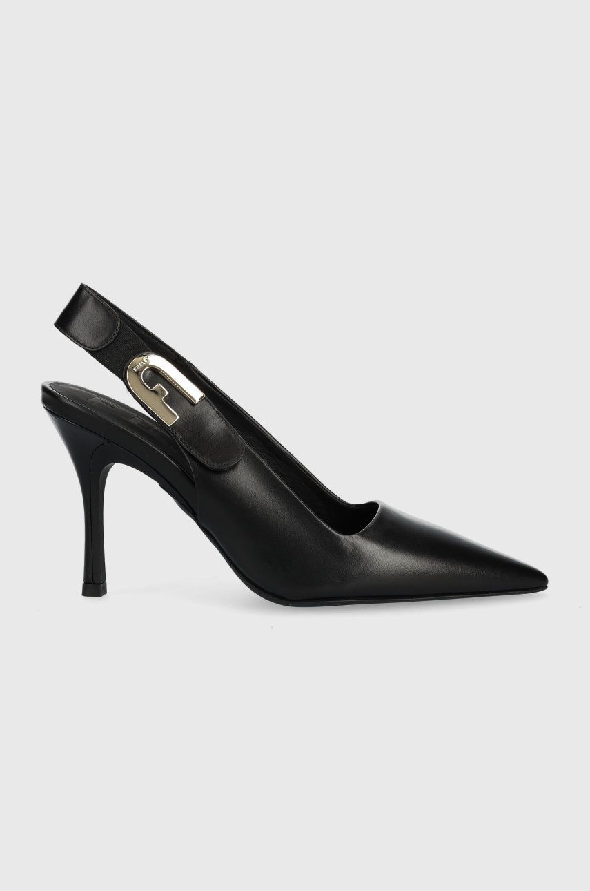 Furla stilettos de piele Sign Slingback culoarea negru, YG05SGN WU0000 O6000 Furla stilettos de piele Sign Slingback culoarea negru, YG05SGN WU0000 O6000