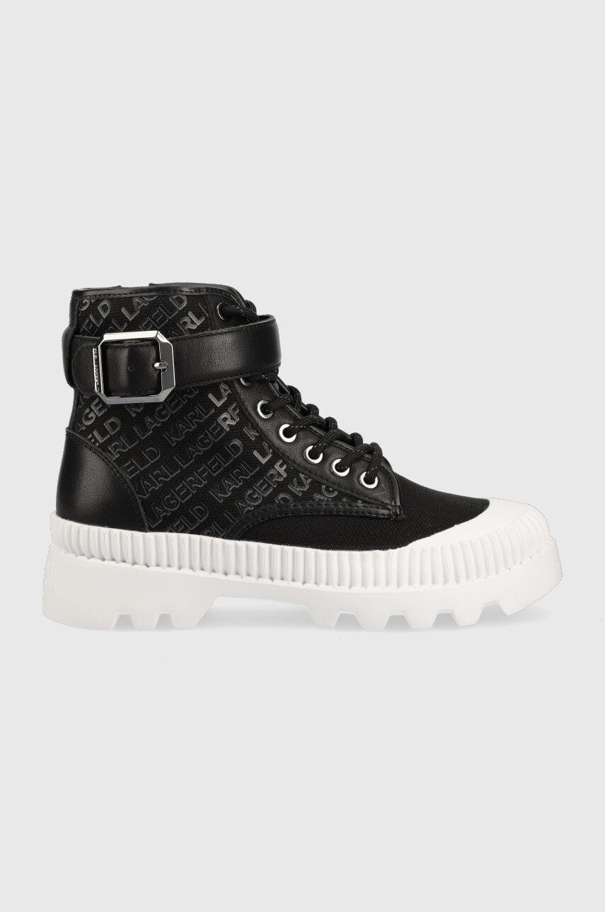 Karl Lagerfeld botine TREKKA II femei, culoarea negru, cu platformă KL42546 Karl Lagerfeld botine TREKKA II femei, culoarea negru, cu platformă KL42546