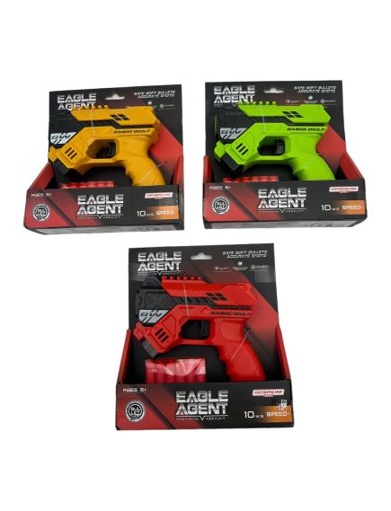 Pistol de jucarie Eagle Agent, soft bullets, 22×20cm, +6ani, en-gros Pistol de jucarie Eagle Agent, soft bullets, 22×20cm, +6ani, en-gros