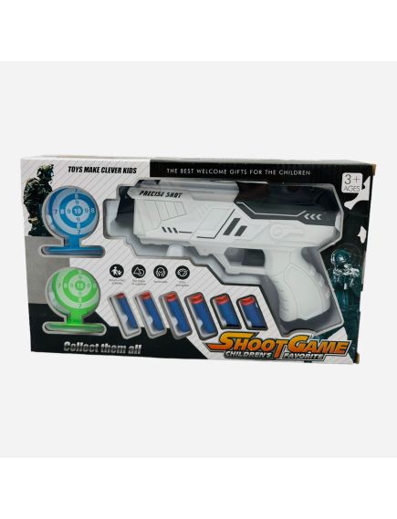 Pistol de jucarie Shoot Game, soft bullets, 30.5×18×6cm, +3ani, en-gros Pistol de jucarie Shoot Game, soft bullets, 30.5×18×6cm, +3ani, en-gros