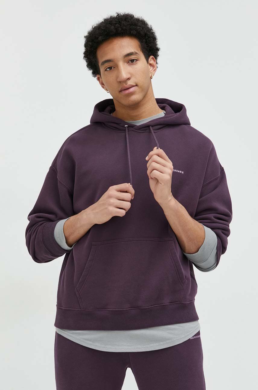 Abercrombie & Fitch bluza barbati, culoarea violet, cu glugă, neted Abercrombie & Fitch bluza barbati, culoarea violet, cu glugă, neted