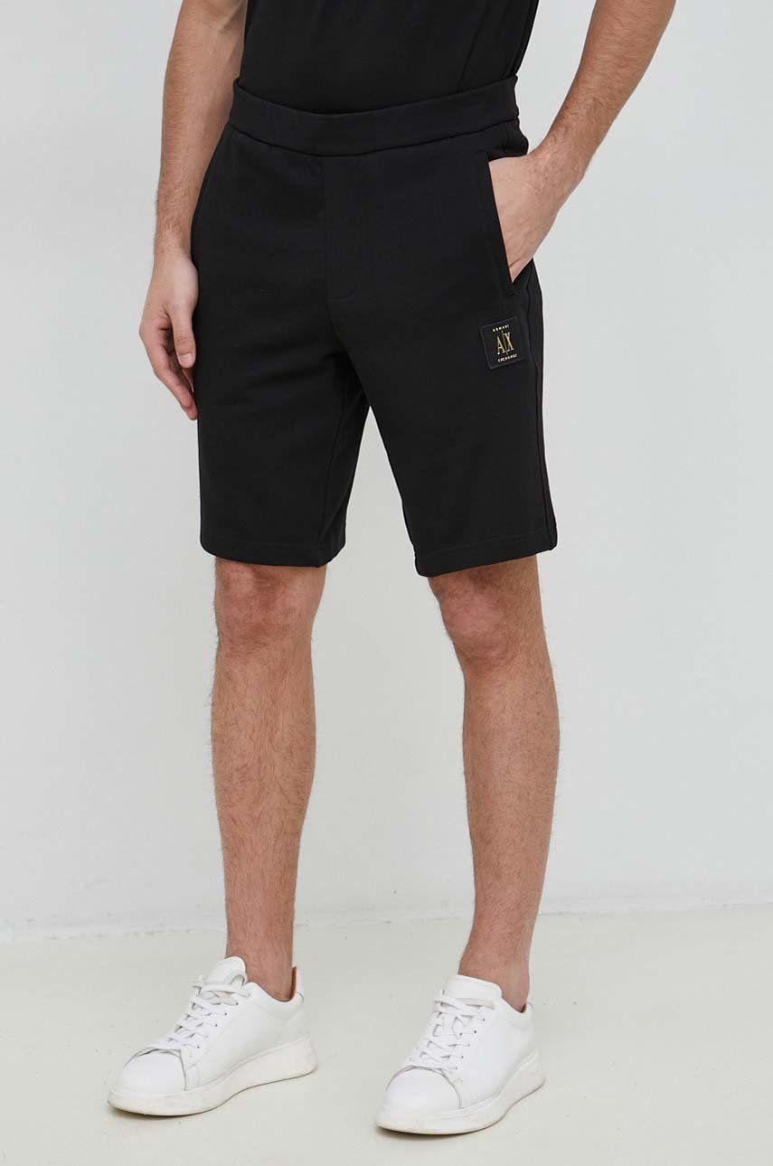 Armani Exchange pantaloni scurti din bumbac barbati, culoarea negru Armani Exchange pantaloni scurti din bumbac barbati, culoarea negru