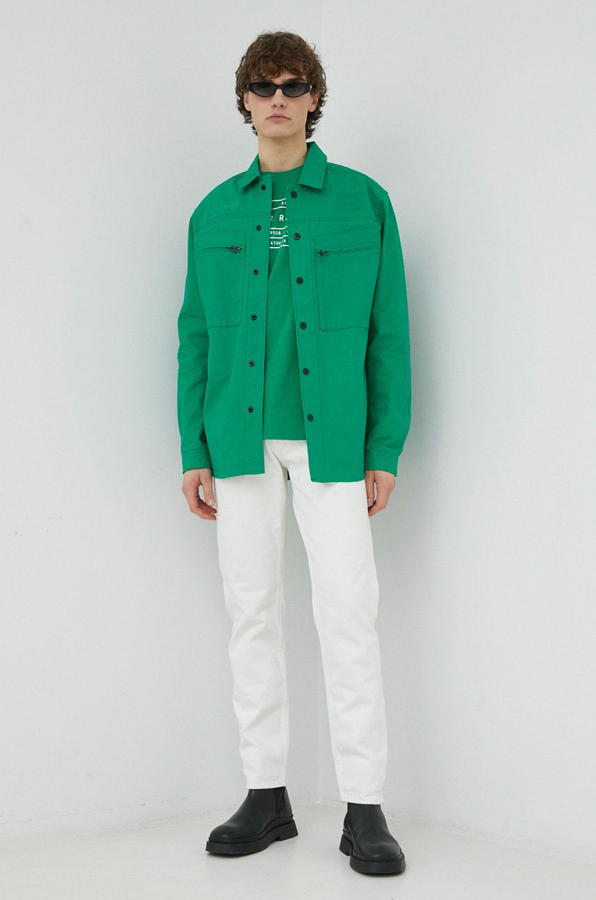 G-Star Raw geaca barbati, culoarea verde, de tranzitie, oversize G-Star Raw geaca barbati, culoarea verde, de tranzitie, oversize