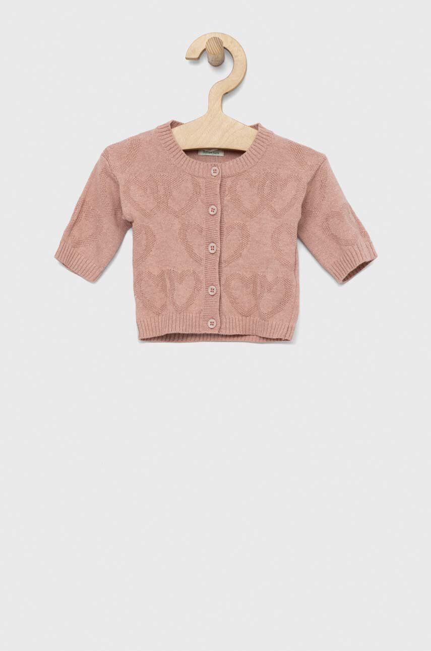 United Colors of Benetton cardigan bebe culoarea roz, light United Colors of Benetton cardigan bebe culoarea roz, light