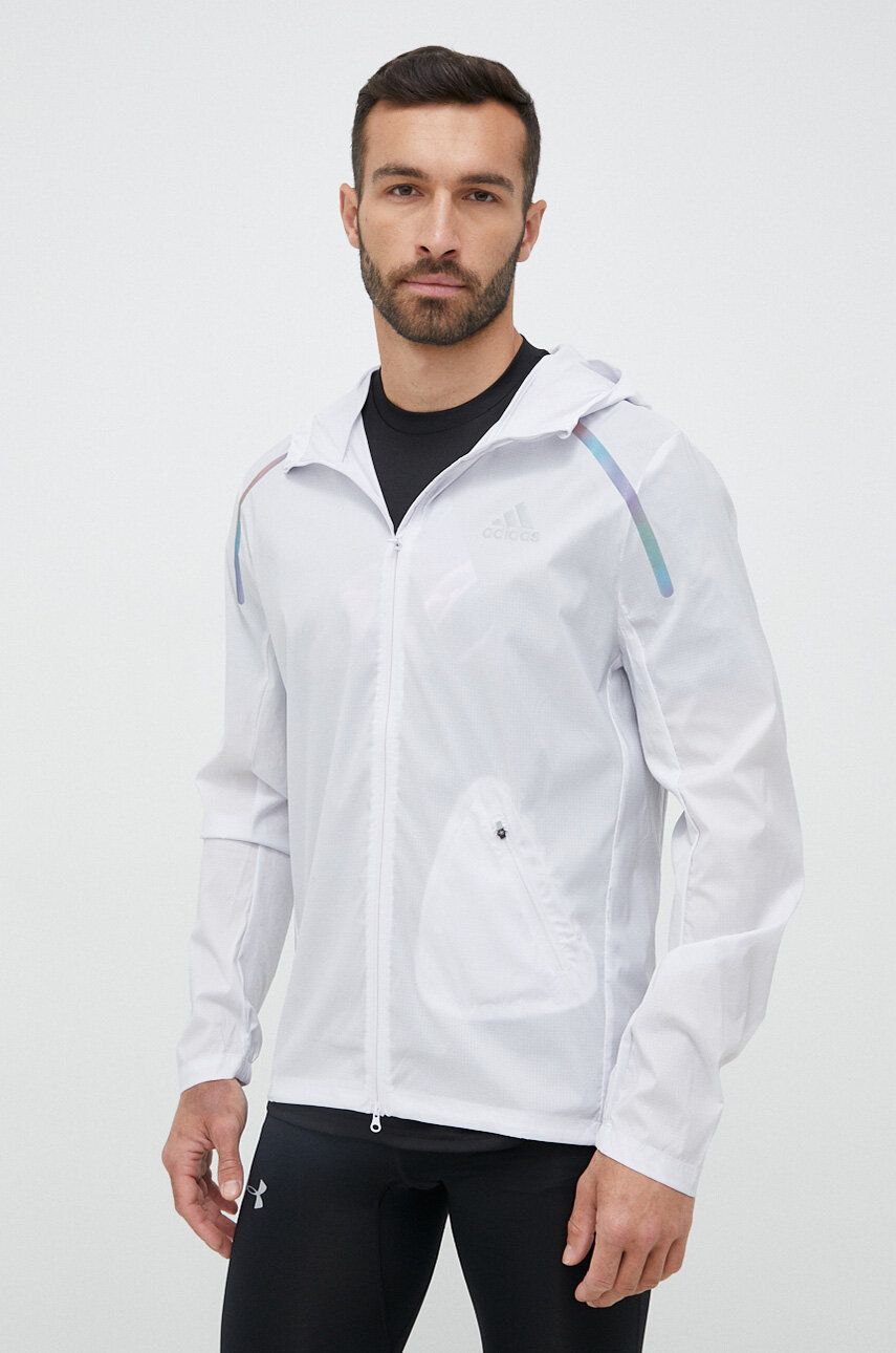 adidas Performance windbreaker Marathon culoarea violet, de tranzitie adidas Performance windbreaker Marathon culoarea violet, de tranzitie