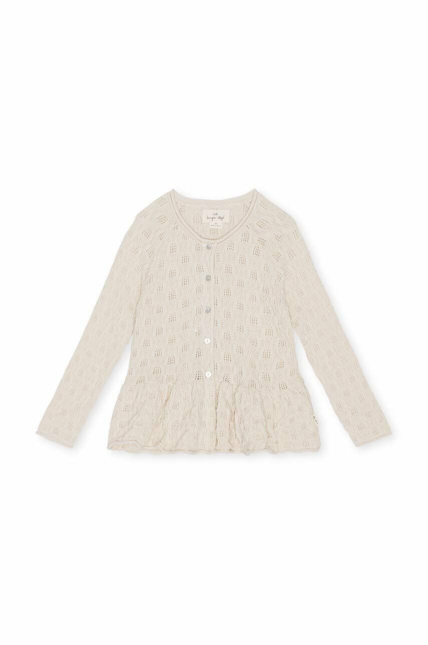 Konges Sløjd cardigan din bumbac pentru copii culoarea bej, light Konges Sløjd cardigan din bumbac pentru copii culoarea bej, light