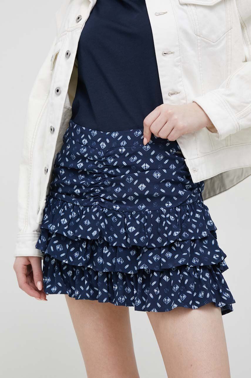 Pepe Jeans fusta Eimi culoarea albastru marin, mini, evazati Pepe Jeans fusta Eimi culoarea albastru marin, mini, evazati