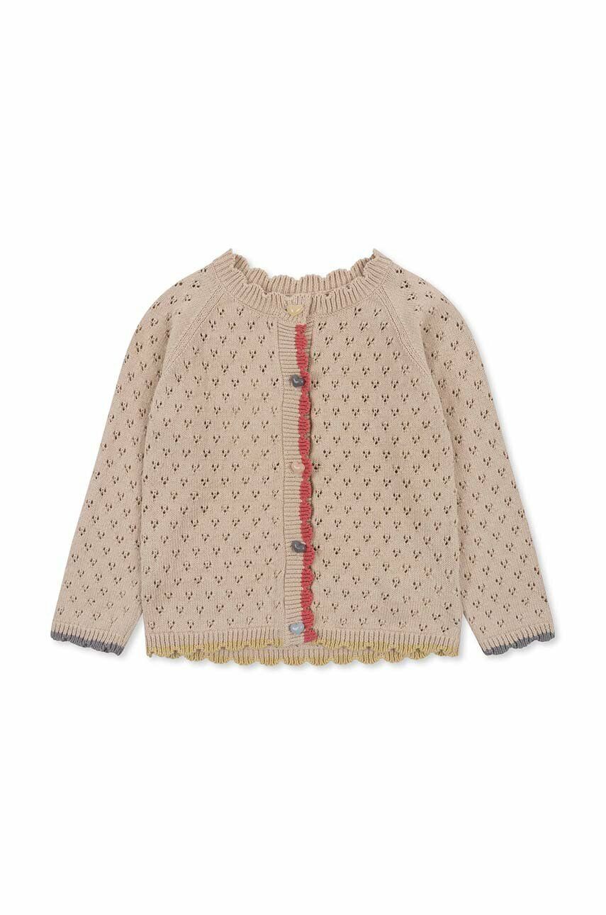 Konges Sløjd cardigan din bumbac pentru copii culoarea bej, light Konges Sløjd cardigan din bumbac pentru copii culoarea bej, light