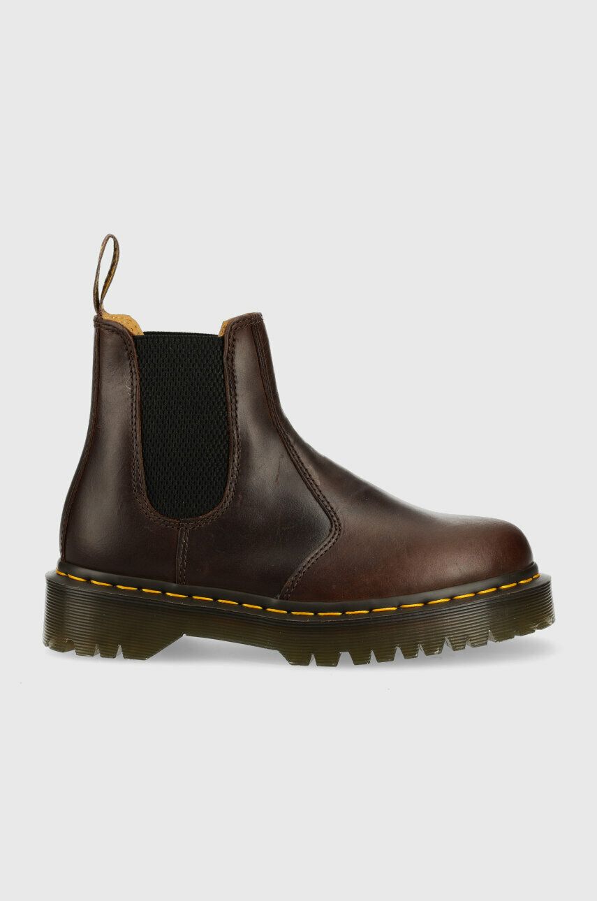 Dr. Martens ghete chelsea de piele 2976 Bex femei, culoarea maro, cu toc plat Dr. Martens ghete chelsea de piele 2976 Bex femei, culoarea maro, cu toc plat