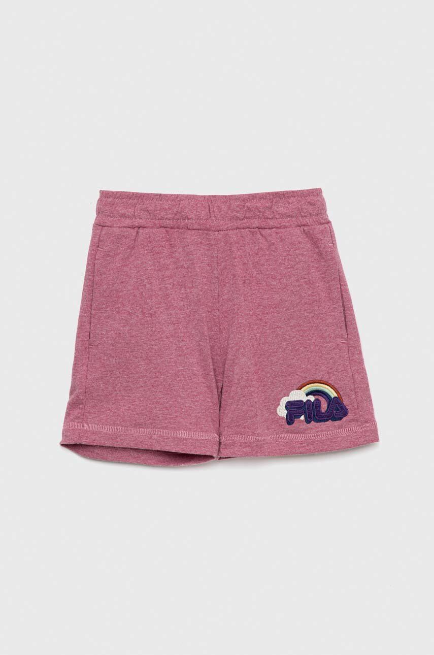 Fila pantaloni scurti copii culoarea violet, cu imprimeu, talie reglabila Fila pantaloni scurti copii culoarea violet, cu imprimeu, talie reglabila