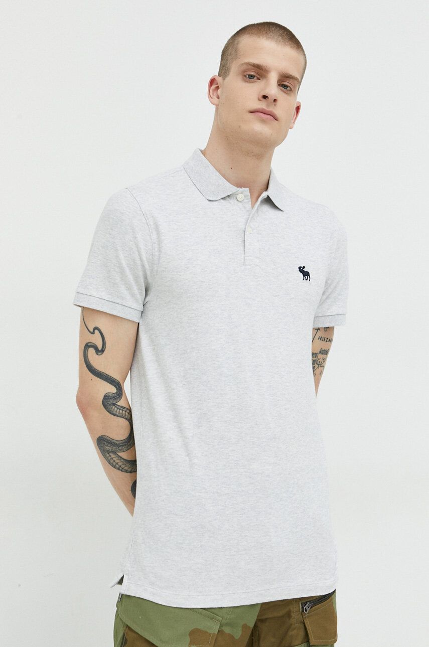 Abercrombie & Fitch tricou polo 3-pack barbati, culoarea gri, melanj Abercrombie & Fitch tricou polo 3-pack barbati, culoarea gri, melanj