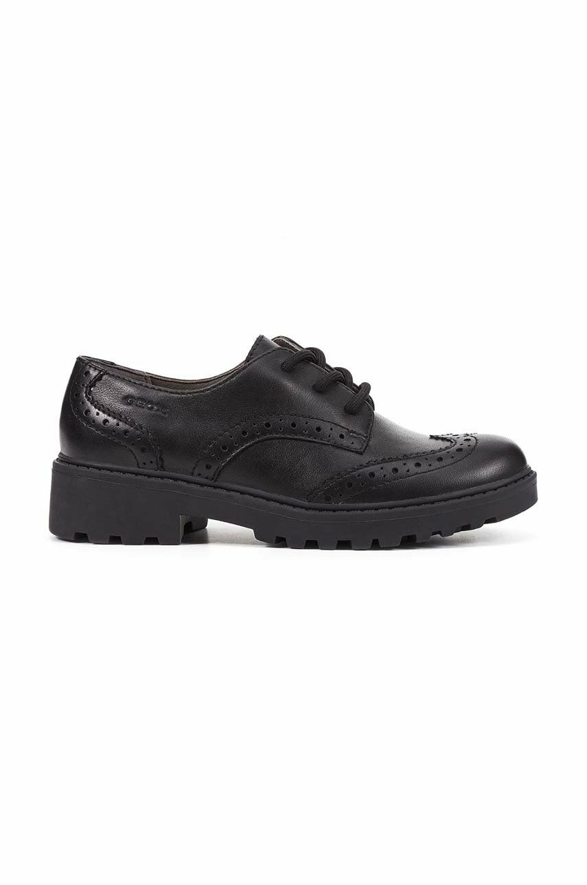 Geox pantofi de piele J CASEY GIRL femei, culoarea negru, cu toc plat, J6420N 00085 C9999 Geox pantofi de piele J CASEY GIRL femei, culoarea negru, cu toc plat, J6420N 00085 C9999