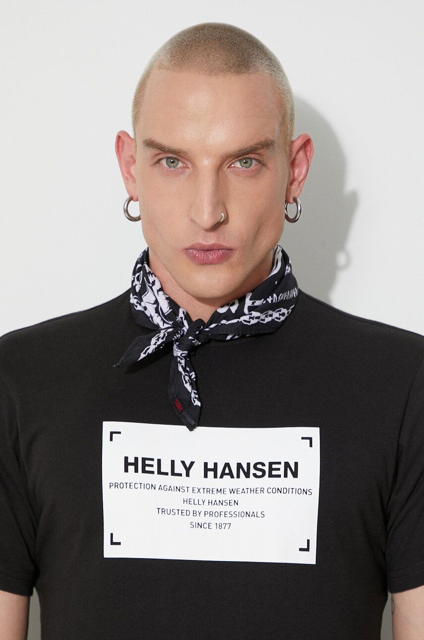 Helly Hansen tricou din bumbac culoarea negru, cu imprimeu 53976-001 Helly Hansen tricou din bumbac culoarea negru, cu imprimeu 53976-001