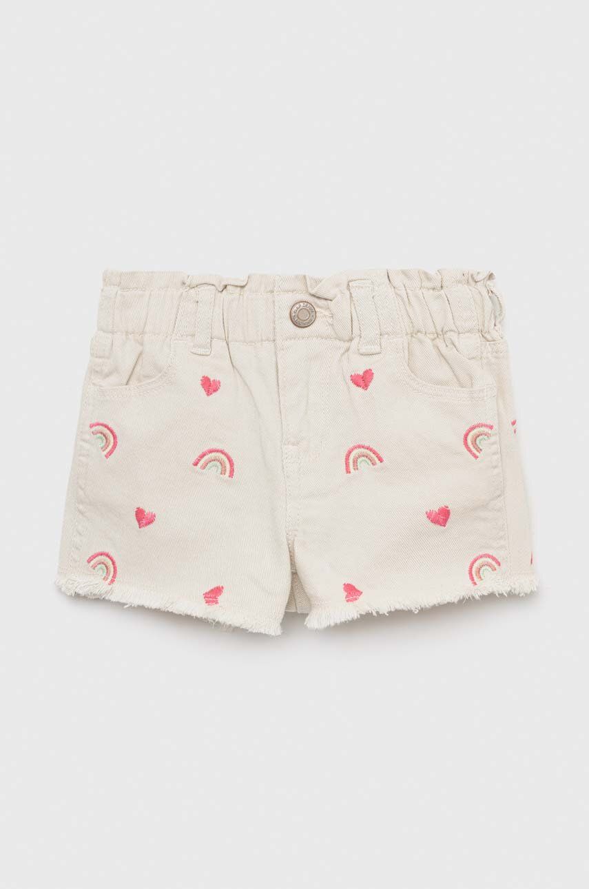 GAP pantaloni scurti din denim pentru copii culoarea portocaliu, cu imprimeu, talie reglabila GAP pantaloni scurti din denim pentru copii culoarea portocaliu, cu imprimeu, talie reglabila
