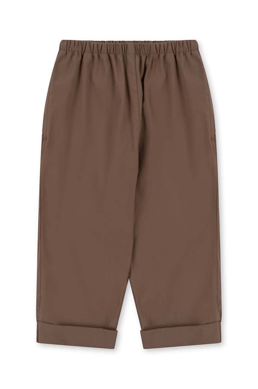 Konges Sløjd pantaloni de bumbac pentru copii culoarea maro, neted Konges Sløjd pantaloni de bumbac pentru copii culoarea maro, neted
