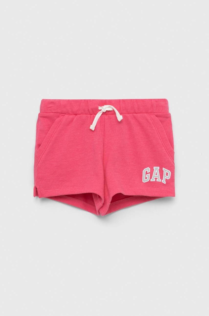 GAP pantaloni scurti copii culoarea roz, cu imprimeu, talie reglabila GAP pantaloni scurti copii culoarea roz, cu imprimeu, talie reglabila