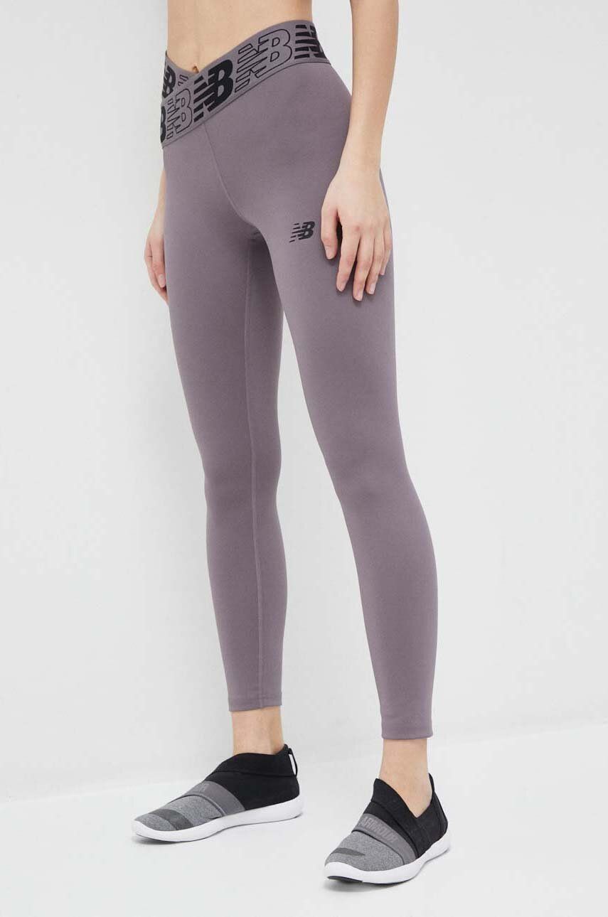 New Balance leggins de antrenament Relentless Crossover culoarea gri, cu imprimeu New Balance leggins de antrenament Relentless Crossover culoarea gri, cu imprimeu