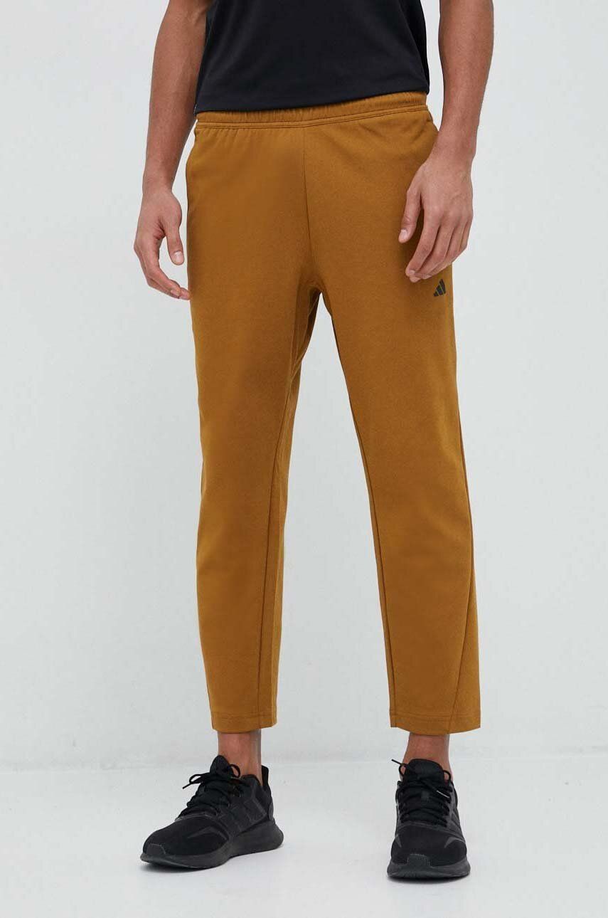 adidas Performance pantaloni de antrenament Base culoarea maro, neted adidas Performance pantaloni de antrenament Base culoarea maro, neted